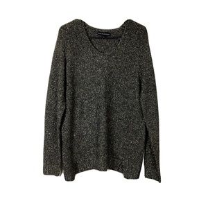 Rock & Republic Black & Gold Metallic Scoop Neck Sweater SZ S